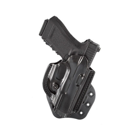 Aker leather Flatsider XR-19 Belt Side right hand Holster Plain black Glock 17/22 features dual retention barbs
